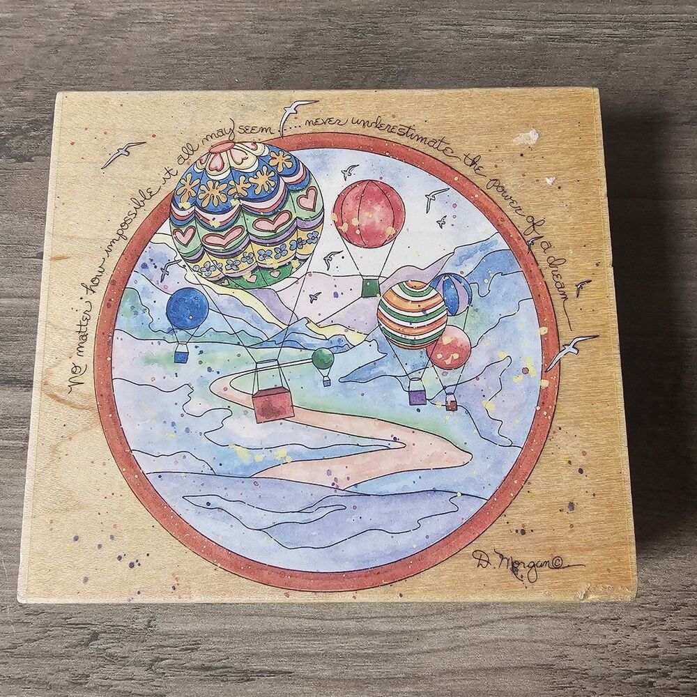 D. Morgan Large Rubber Stamp The Power Of A Dream Hot air Balloons Scene